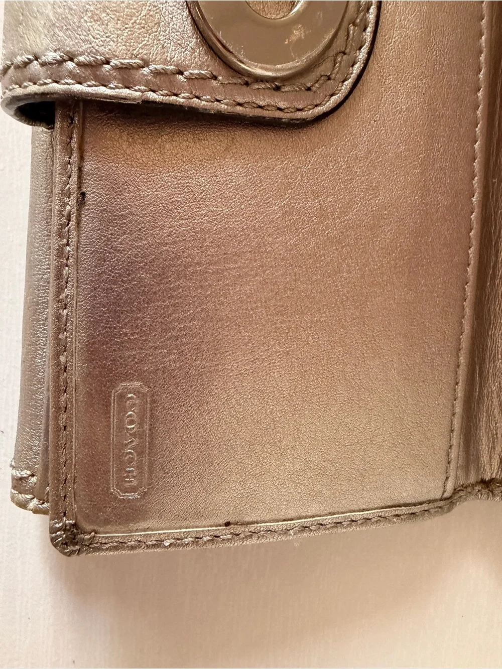 vintage Coach Metallic Leather Turnlock Slim Envelope Checkbook Wallet Y2K